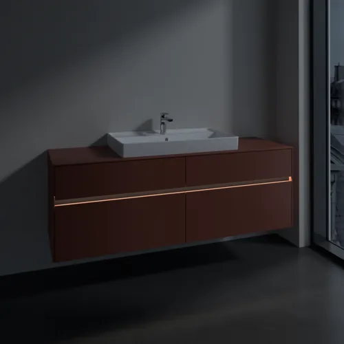 VILLEROY BOCH Toaletní skříňka Collaro, s osvětlením, 4 výsuvy, 1600 x 548 x 500 mm, Vínově červená / Vínově červená #C028B0AH, obrázek 5