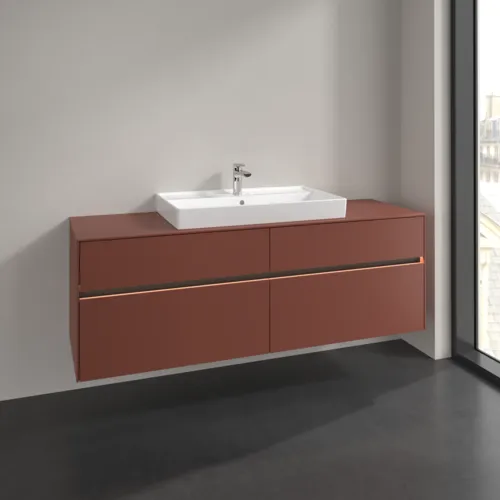 VILLEROY BOCH Toaletní skříňka Collaro, s osvětlením, 4 výsuvy, 1600 x 548 x 500 mm, Vínově červená / Vínově červená #C028B0AH, obrázek 2