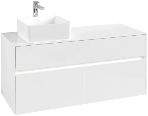 VILLEROY BOCH Collaro toaletní skříňka, s osvětlením, 4 výsuvy, 1200 x 548 x 500 mm, lesklá bílá / lesklá bílá #C042B0DH