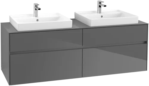VILLEROY BOCH Toaletní skříňka Collaro, 4 výsuvy, 1600 x 548 x 500 mm, lesklá šedá / lesklá šedá #C02400FP
