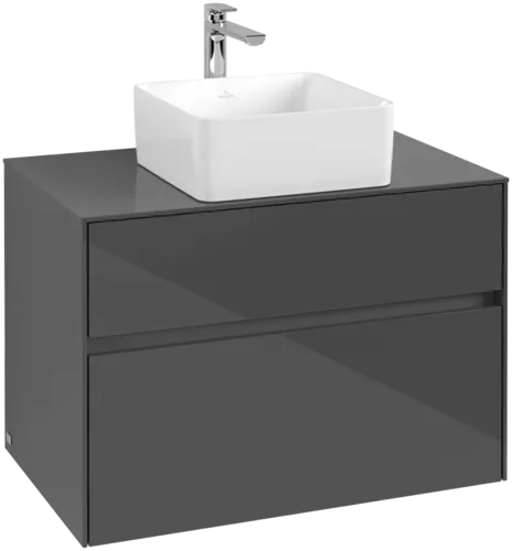VILLEROY BOCH Toaletní skříňka Collaro, 2 výsuvy, 800 x 548 x 500 mm, lesklá šedá / lesklá šedá #C03700FP
