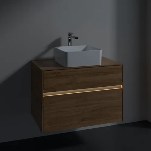 VILLEROY BOCH Umyvadlová skříňka Collaro, s osvětlením, 2 výsuvy, 800 x 548 x 500 mm, dub Kansas #C037B0RH, obrázek 5