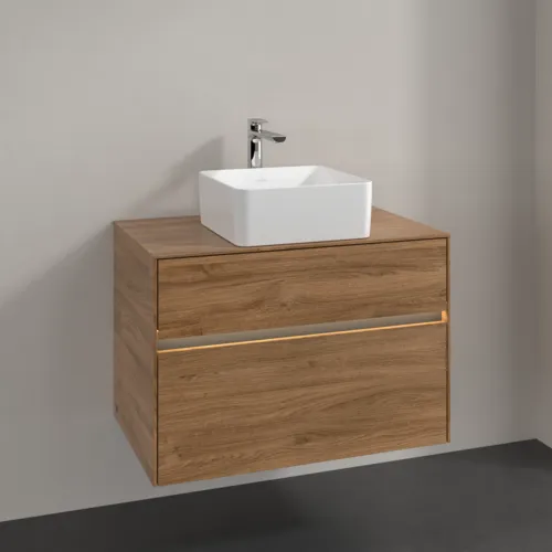 VILLEROY BOCH Umyvadlová skříňka Collaro, s osvětlením, 2 výsuvy, 800 x 548 x 500 mm, dub Kansas #C037B0RH, obrázek 2