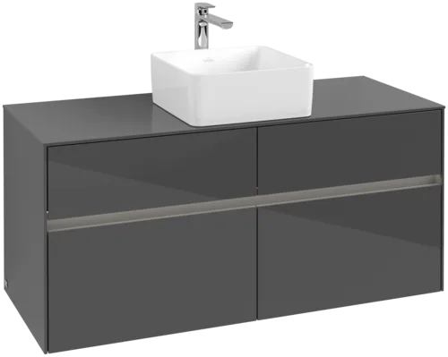 VILLEROY BOCH Collaro toaletní skříňka, s osvětlením, 4 výsuvy, 1200 x 548 x 500 mm, lesklá šedá / lesklá šedá #C041B0FP