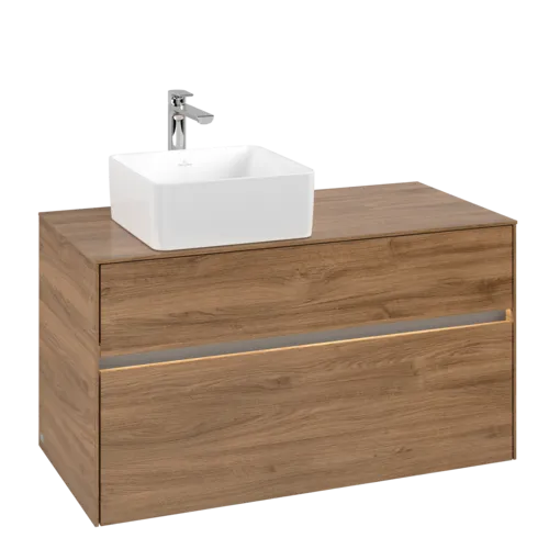 VILLEROY BOCH Umyvadlová skříňka Collaro, s osvětlením, 2 výsuvy, 1000 x 548 x 500 mm, dub Kansas #C039B0RH