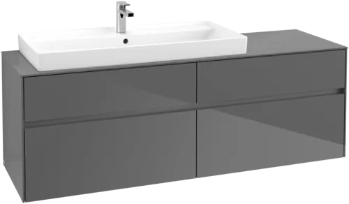 VILLEROY BOCH Toaletní skříňka Collaro, s osvětlením, 4 výsuvy, 1600 x 548 x 500 mm, lesklá šedá / lesklá šedá #C029B0FP