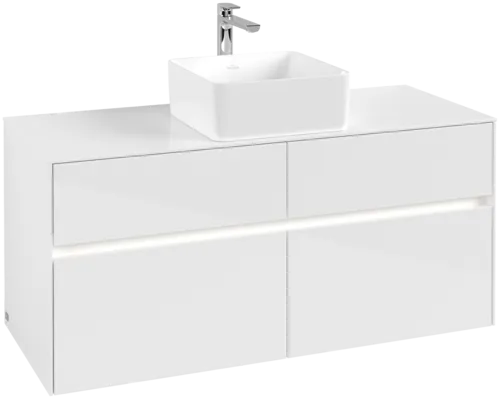 VILLEROY BOCH Collaro toaletní skříňka, s osvětlením, 4 výsuvy, 1200 x 548 x 500 mm, lesklá bílá / lesklá bílá #C041B0DH