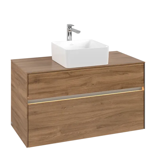 VILLEROY BOCH Umyvadlová skříňka Collaro, s osvětlením, 2 výsuvy, 1000 x 548 x 500 mm, dub Kansas #C038B0RH