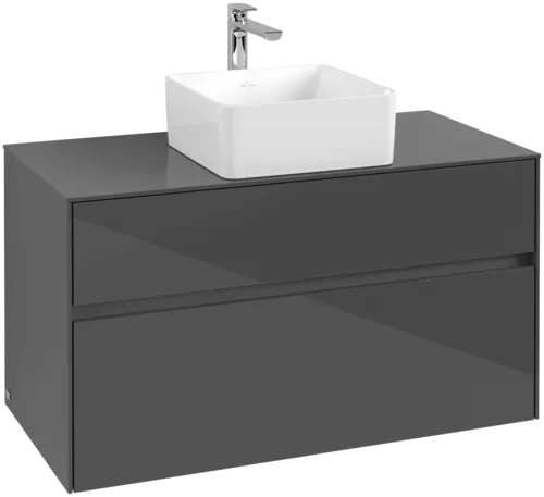 VILLEROY BOCH Toaletní skříňka Collaro, 2 výsuvy, 1000 x 548 x 500 mm, lesklá šedá / lesklá šedá #C03800FP