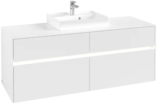 VILLEROY BOCH Toaletní skříňka Collaro, s osvětlením, 4 výsuvy, 1400 x 548 x 500 mm, bílá matná / bílá matná #C073B0MS