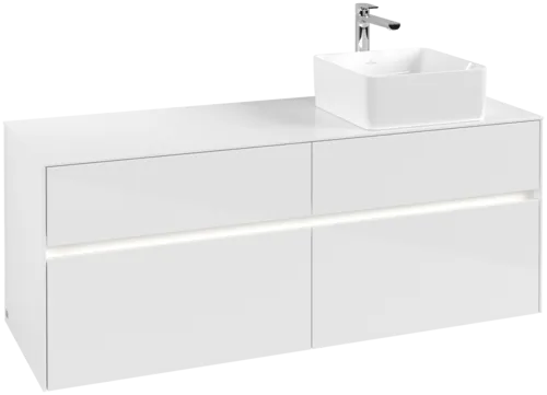 VILLEROY BOCH Toaletní skříňka Collaro, s osvětlením, 4 výsuvy, 1400 x 548 x 500 mm, lesklá bílá / lesklá bílá #C047B0DH