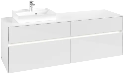 VILLEROY BOCH Toaletní skříňka Collaro, s osvětlením, 4 výsuvy, 1600 x 548 x 500 mm, lesklá bílá / lesklá bílá #C078B0DH