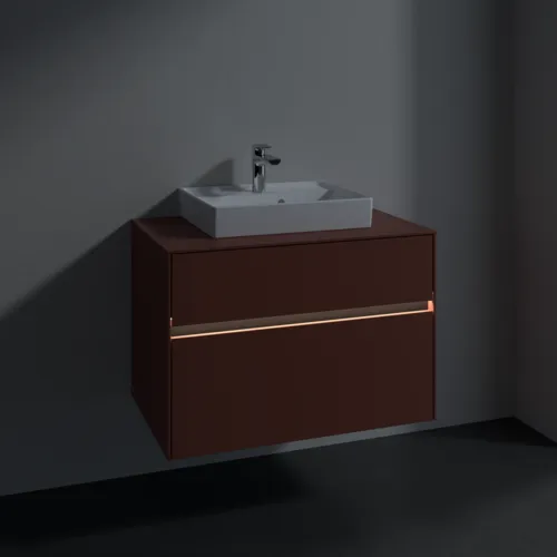 VILLEROY BOCH Toaletní skříňka Collaro, s osvětlením, 2 výsuvy, 800 x 548 x 500 mm, Vínově červená / Vínově červená #C069B0AH, obrázek 5