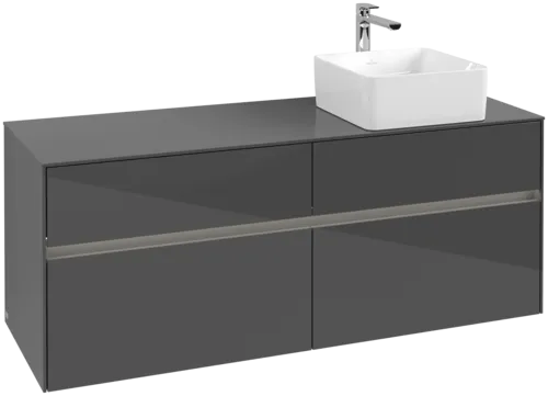 VILLEROY BOCH Toaletní skříňka Collaro, s osvětlením, 4 výsuvy, 1400 x 548 x 500 mm, lesklá šedá / lesklá šedá #C047B0FP