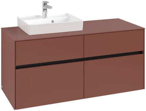 VILLEROY BOCH Toaletní skříňka Collaro, s osvětlením, 4 výsuvy, 1200 x 548 x 500 mm, Vínově červená / Vínově červená #C071B0AH