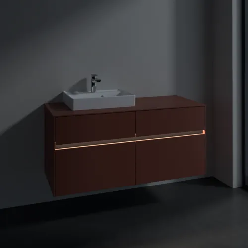 VILLEROY BOCH Toaletní skříňka Collaro, s osvětlením, 4 výsuvy, 1200 x 548 x 500 mm, Vínově červená / Vínově červená #C071B0AH, obrázek 5