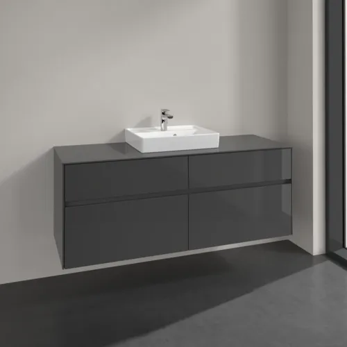 VILLEROY BOCH Toaletní skříňka Collaro, 4 výsuvy, 1400 x 548 x 500 mm, lesklá šedá / lesklá šedá #C07300FP, obrázek 2