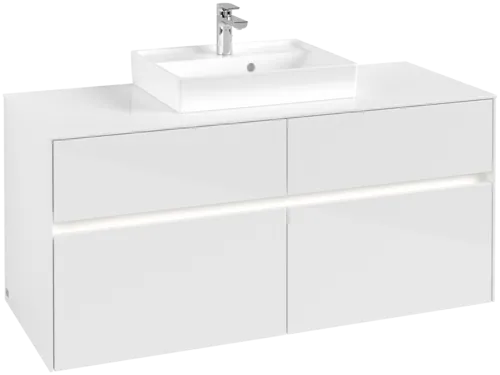 VILLEROY BOCH Collaro toaletní skříňka, s osvětlením, 4 výsuvy, 1200 x 548 x 500 mm, lesklá bílá / lesklá bílá #C070B0DH