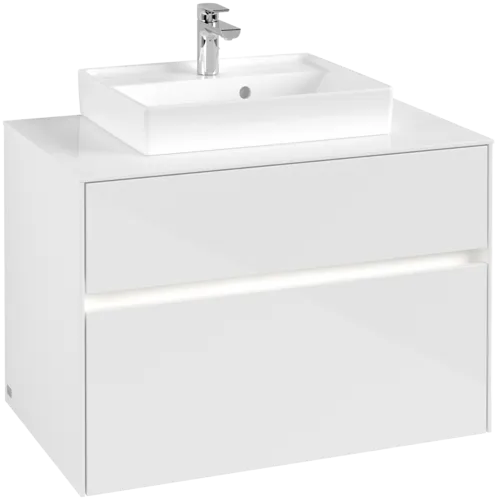 VILLEROY BOCH Toaletní skříňka Collaro, s osvětlením, 2 výsuvy, 800 x 548 x 500 mm, lesklá bílá / lesklá bílá #C069B0DH