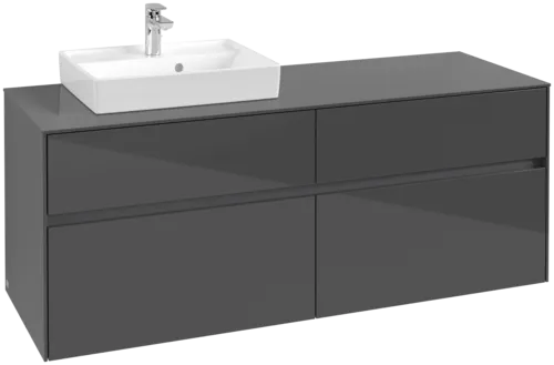 VILLEROY BOCH Toaletní skříňka Collaro, 4 výsuvy, 1400 x 548 x 500 mm, lesklá šedá / lesklá šedá #C07400FP