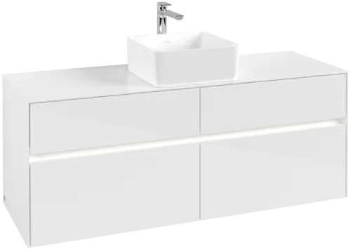 VILLEROY BOCH Toaletní skříňka Collaro, s osvětlením, 4 výsuvy, 1400 x 548 x 500 mm, lesklá bílá / lesklá bílá #C045B0DH