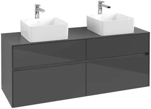 VILLEROY BOCH Toaletní skříňka Collaro, 4 výsuvy, 1400 x 548 x 500 mm, lesklá šedá / lesklá šedá #C04800FP