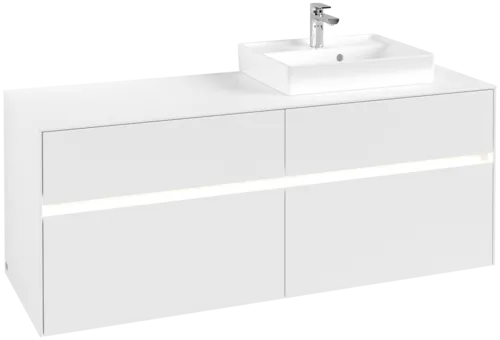 VILLEROY BOCH Toaletní skříňka Collaro, s osvětlením, 4 výsuvy, 1400 x 548 x 500 mm, bílá matná / bílá matná #C075B0MS