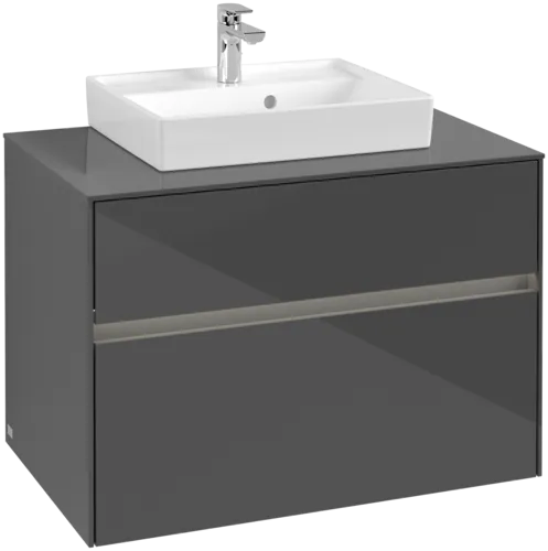 VILLEROY BOCH Toaletní skříňka Collaro, s osvětlením, 2 výsuvy, 800 x 548 x 500 mm, lesklá šedá / lesklá šedá #C069B0FP