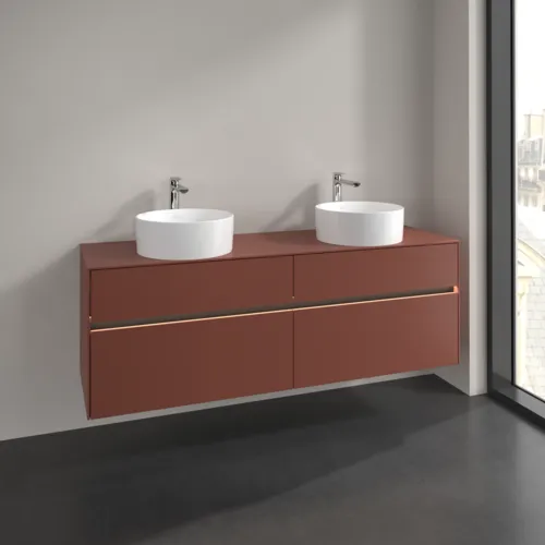 VILLEROY BOCH Toaletní skříňka Collaro, s osvětlením, 4 výsuvy, 1600 x 548 x 500 mm, Vínově červená / Vínově červená #C052B0AH, obrázek 2