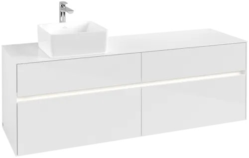 VILLEROY BOCH Toaletní skříňka Collaro, s osvětlením, 4 výsuvy, 1600 x 548 x 500 mm, lesklá bílá / lesklá bílá #C050B0DH