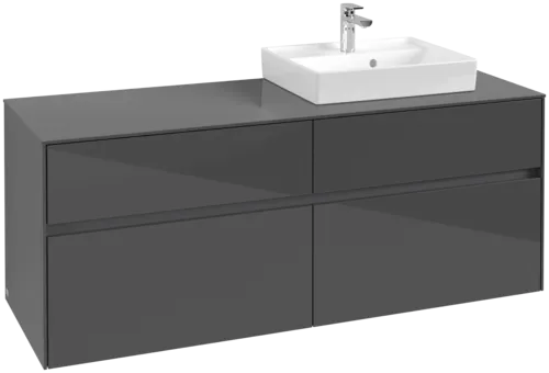 VILLEROY BOCH Toaletní skříňka Collaro, 4 výsuvy, 1400 x 548 x 500 mm, lesklá šedá / lesklá šedá #C07500FP