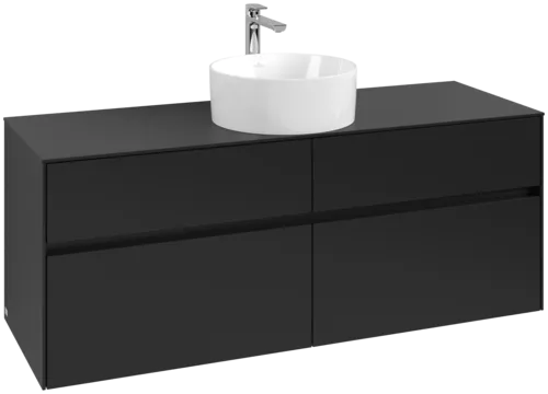 VILLEROY BOCH Toaletní skříňka Collaro, 4 výsuvy, 1400 x 548 x 500 mm, Volcano Black / Volcano Black #C04500VL