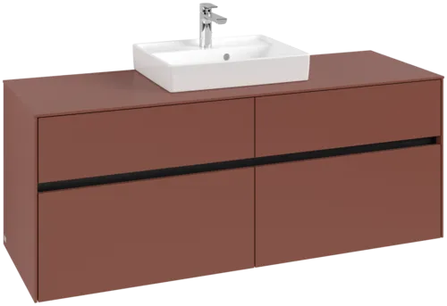 VILLEROY BOCH Toaletní skříňka Collaro, s osvětlením, 4 výsuvy, 1400 x 548 x 500 mm, Vínově červená / Vínově červená #C073B0AH