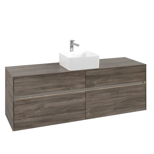 VILLEROY BOCH Umyvadlová skříňka Collaro, s osvětlením, 4 výsuvy, 1600 x 548 x 500 mm, dub kamenný #C049B0RK