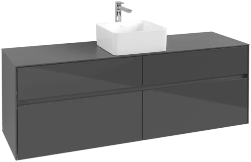 VILLEROY BOCH Toaletní skříňka Collaro, 4 výsuvy, 1600 x 548 x 500 mm, lesklá šedá / lesklá šedá #C04900FP