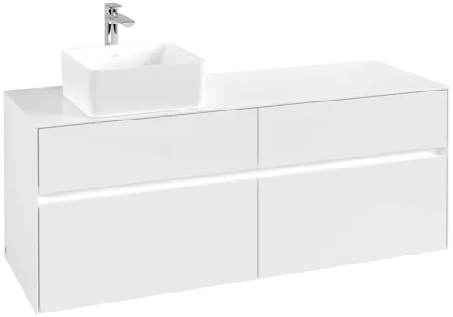 VILLEROY BOCH Toaletní skříňka Collaro, s osvětlením, 4 výsuvy, 1400 x 548 x 500 mm, lesklá bílá / lesklá bílá #C046B0DH