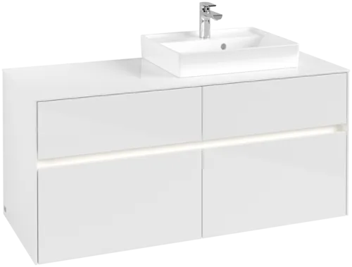 VILLEROY BOCH Collaro toaletní skříňka, s osvětlením, 4 výsuvy, 1200 x 548 x 500 mm, lesklá bílá / lesklá bílá #C072B0DH