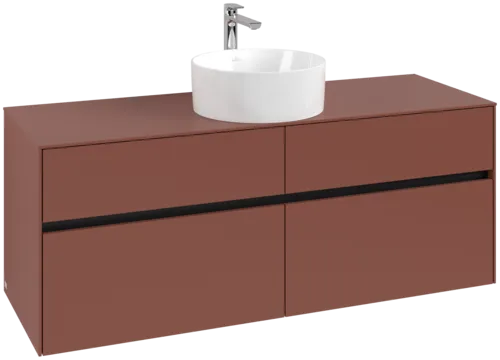 VILLEROY BOCH Toaletní skříňka Collaro, s osvětlením, 4 výsuvy, 1400 x 548 x 500 mm, Vínově červená / Vínově červená #C045B0AH