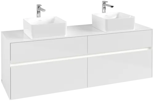 VILLEROY BOCH Toaletní skříňka Collaro, s osvětlením, 4 výsuvy, 1600 x 548 x 500 mm, lesklá bílá / lesklá bílá #C052B0DH