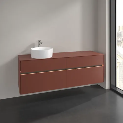 VILLEROY BOCH Toaletní skříňka Collaro, s osvětlením, 4 výsuvy, 1600 x 548 x 500 mm, Vínově červená / Vínově červená #C050B0AH, obrázek 2