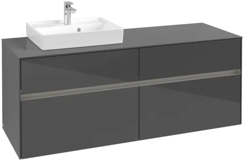 VILLEROY BOCH Toaletní skříňka Collaro, s osvětlením, 4 výsuvy, 1400 x 548 x 500 mm, lesklá šedá / lesklá šedá #C074B0FP