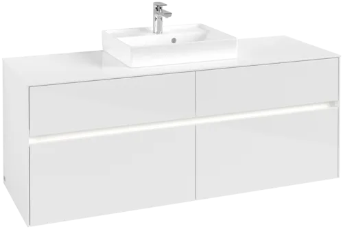 VILLEROY BOCH Toaletní skříňka Collaro, s osvětlením, 4 výsuvy, 1400 x 548 x 500 mm, lesklá bílá / lesklá bílá #C073B0DH
