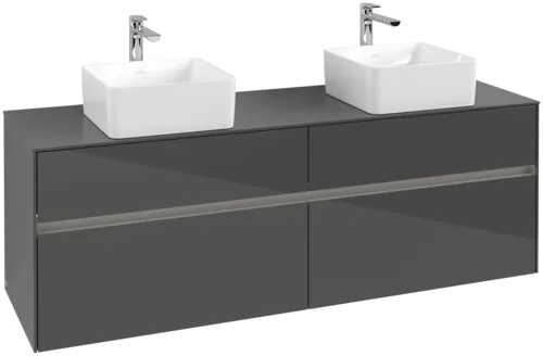 VILLEROY BOCH Toaletní skříňka Collaro, s osvětlením, 4 výsuvy, 1600 x 548 x 500 mm, lesklá šedá / lesklá šedá #C052B0FP