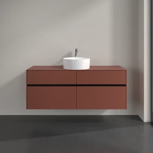 VILLEROY BOCH Toaletní skříňka Collaro, 4 výsuvy, 1400 x 548 x 500 mm, Vínově červená / Vínově červená #C04500AH, obrázek 3