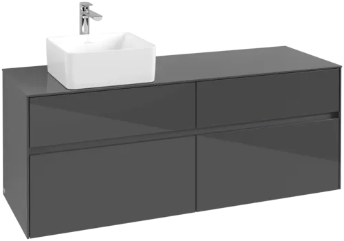 VILLEROY BOCH Toaletní skříňka Collaro, 4 výsuvy, 1400 x 548 x 500 mm, lesklá šedá / lesklá šedá #C04600FP