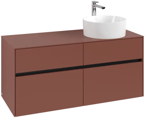 VILLEROY BOCH Toaletní skříňka Collaro, s osvětlením, 4 výsuvy, 1200 x 548 x 500 mm, Vínově červená / Vínově červená #C043B0AH