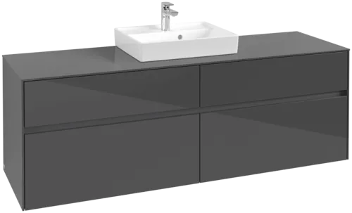 VILLEROY BOCH Toaletní skříňka Collaro, 4 výsuvy, 1600 x 548 x 500 mm, lesklá šedá / lesklá šedá #C07700FP