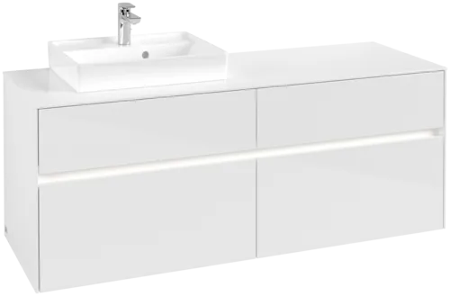 VILLEROY BOCH Toaletní skříňka Collaro, s osvětlením, 4 výsuvy, 1400 x 548 x 500 mm, lesklá bílá / lesklá bílá #C074B0DH