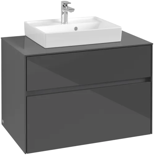VILLEROY BOCH Toaletní skříňka Collaro, 2 výsuvy, 800 x 548 x 500 mm, lesklá šedá / lesklá šedá #C06900FP