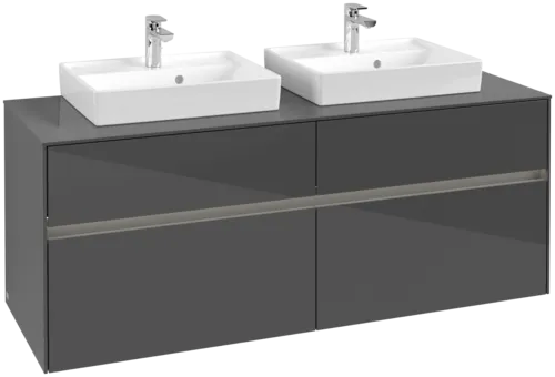 VILLEROY BOCH Toaletní skříňka Collaro, s osvětlením, 4 výsuvy, 1400 x 548 x 500 mm, lesklá šedá / lesklá šedá #C076B0FP
